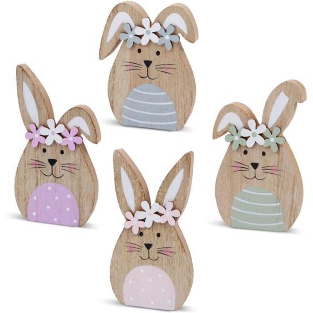 4 Pack Wooden Easter Bunny Table Decorations Easter Peeps Decor Spring Wood